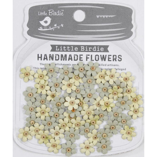 Little Birdie Natalia Paper Flowers - Sage Cream 60/Pkg - Honey Bee Stamps