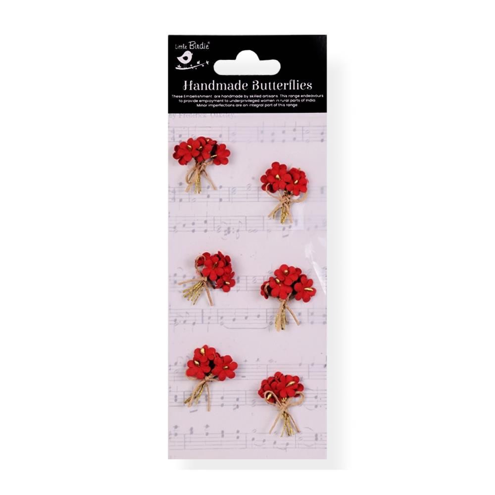 Little Birdie Paper Bouquet - Cardinal Red 6/Pkg - Honey Bee Stamps