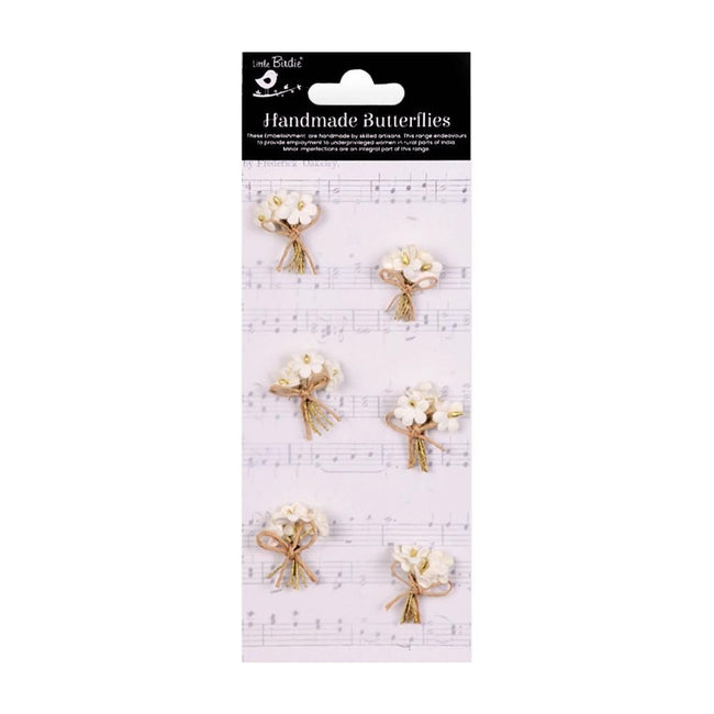 Little Birdie Paper Bouquet - Ivory Pearl 6/Pkg - Honey Bee Stamps