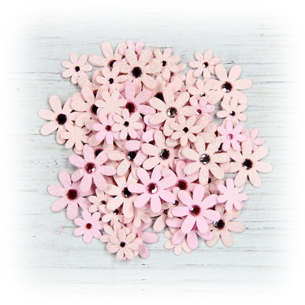 Little Birdie Sparkle Florette Paper Flowers - Pearl Pink 80/pk - Honey Bee Stamps