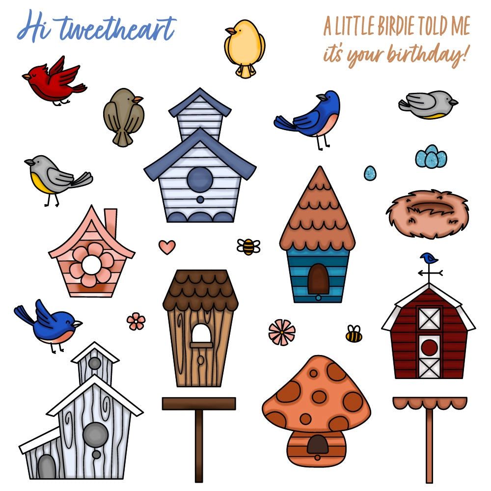 Little Birdies - 6x8 Photopolymer Stamp Set - Retiring - Honey Bee Stamps