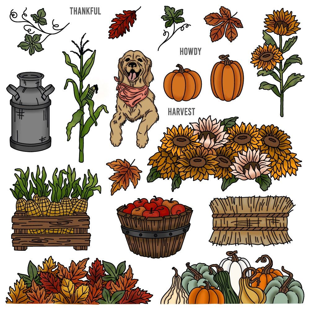 Loads Of Fall - 6x8 Photopolymer Stamp Set - Honey Bee Stamps