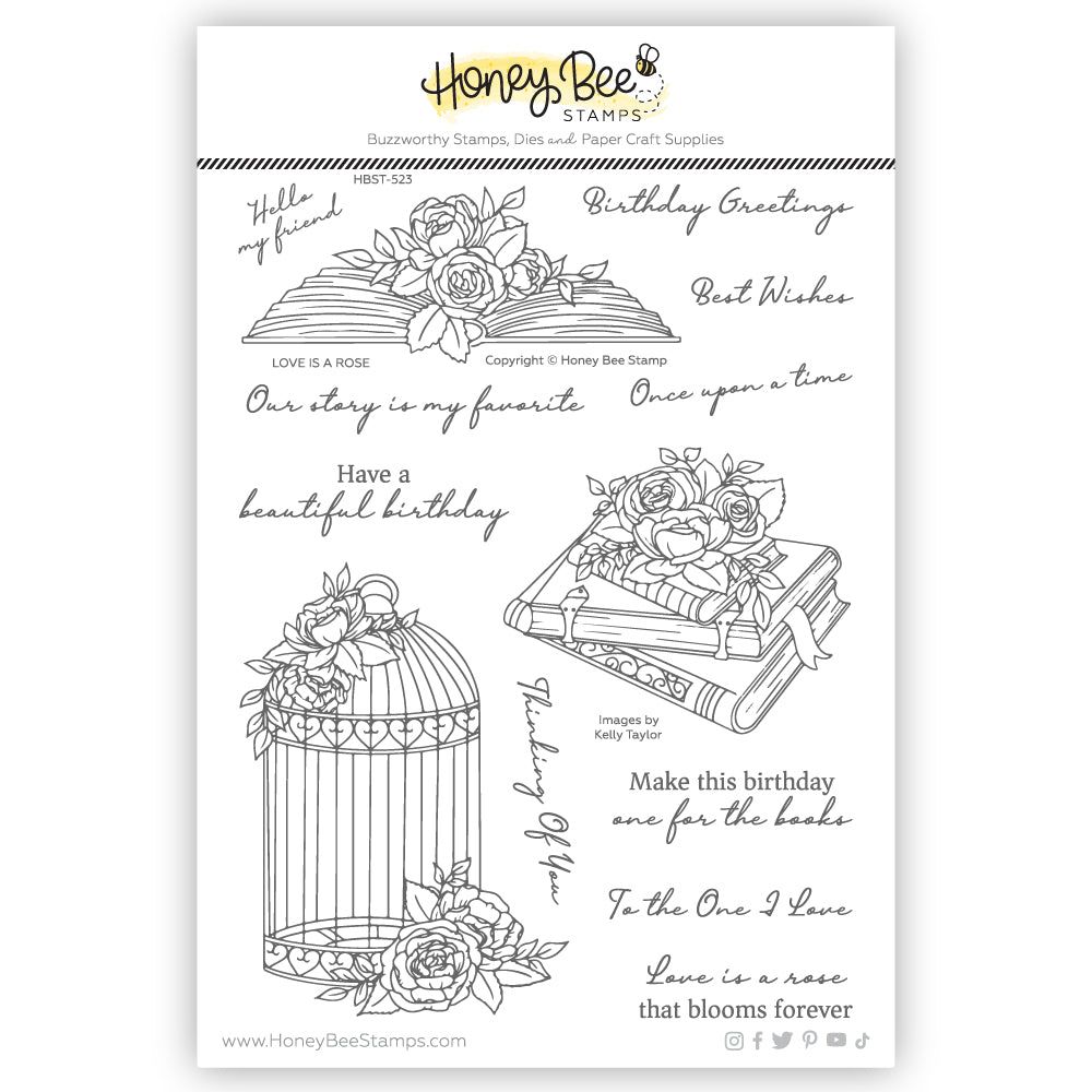 Love Is A Rose 6x8 Stamp Set - Honey Bee Stamps