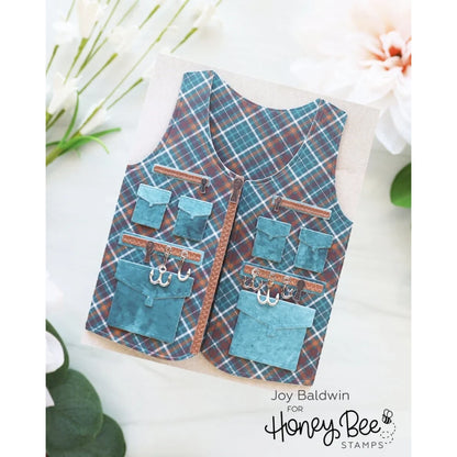Lovely Layer: Fishing Vest A2 Card Base - Honey Cuts Stand - Alone Dies - Honey Bee Stamps