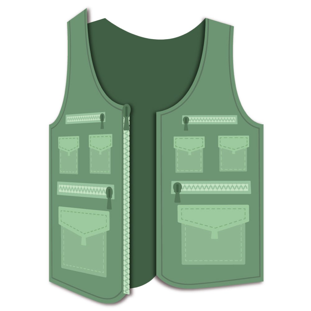 Lovely Layer: Fishing Vest A2 Card Base - Honey Cuts Stand - Alone Dies - Honey Bee Stamps