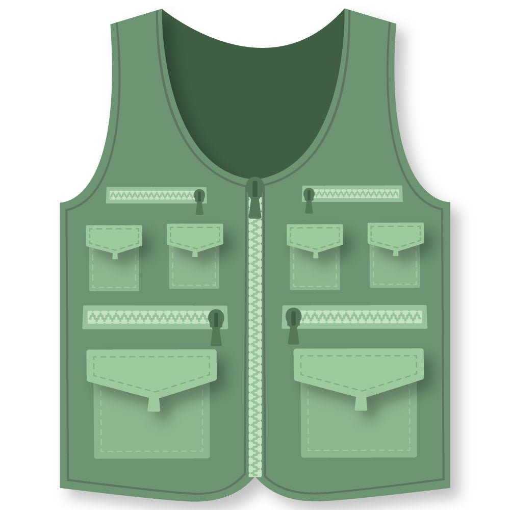 Lovely Layer: Fishing Vest A2 Card Base - Honey Cuts Stand - Alone Dies - Honey Bee Stamps