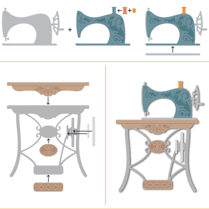 Lovely Layers: Antique Sewing Table - Honey Cuts - Stand - Alone Dies - Honey Bee Stamps