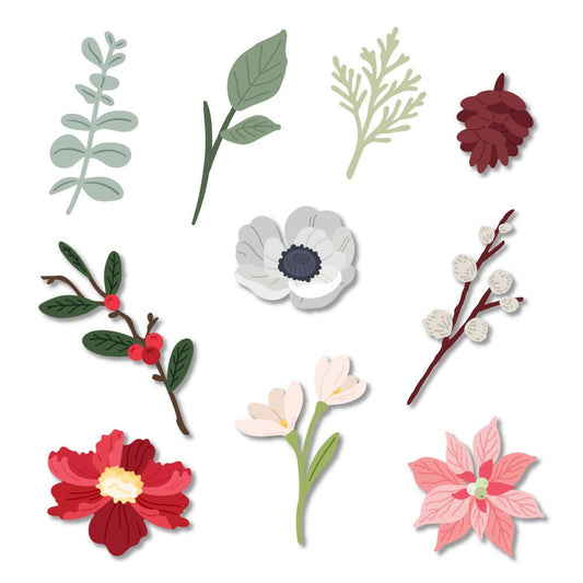 Lovely Layers: Mini Holiday Florals - Honey Cuts - Stand - Alone Dies - Honey Bee Stamps