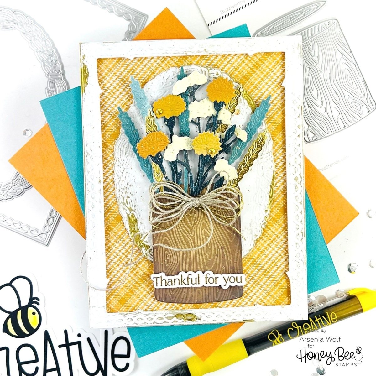 Lovely Layers: Wood Vase - Honey Cuts - Stand - Alone Dies - Honey Bee Stamps