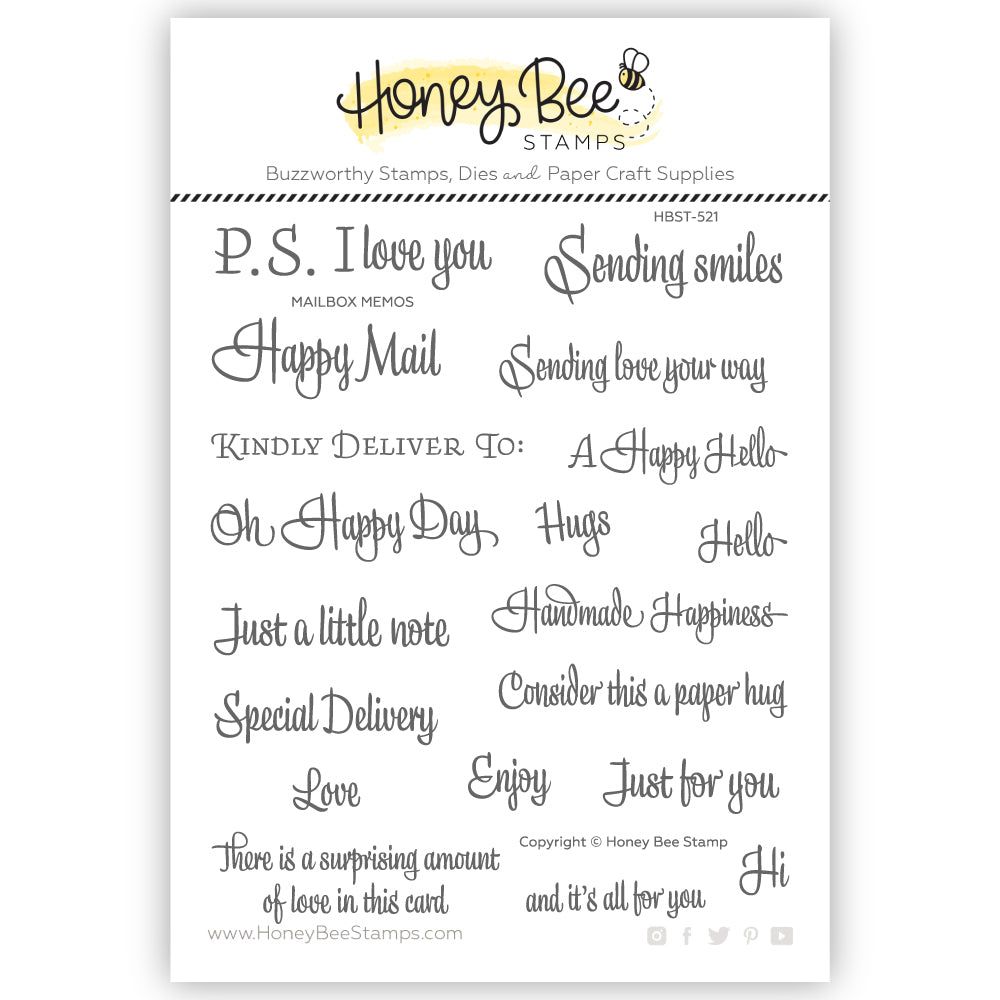 Mailbox Memos - 5x6 Photopolymer Stamp Set - Honey Bee Stamps