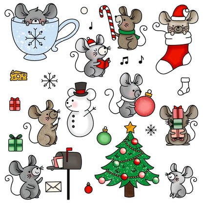 Merry Little Mice - 6x8 Photopolymer Stamp Set - Retiring - Honey Bee Stamps