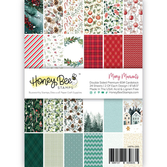 Merry Moments Paper Pad 6x8.5 - 24 Double - Sided Sheets - Honey Bee Stamps
