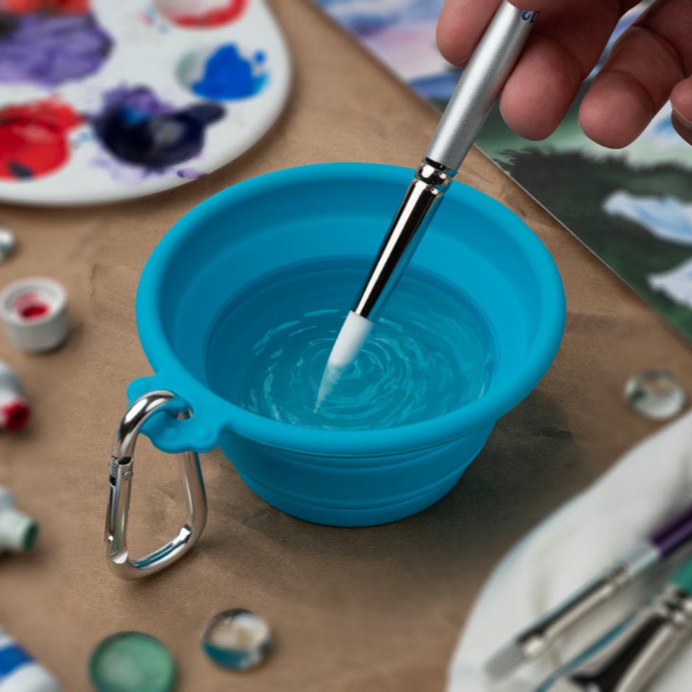 Mini Collapsible Silicone Water Bowl 250ml by SilverBrush - Teal - Honey Bee Stamps