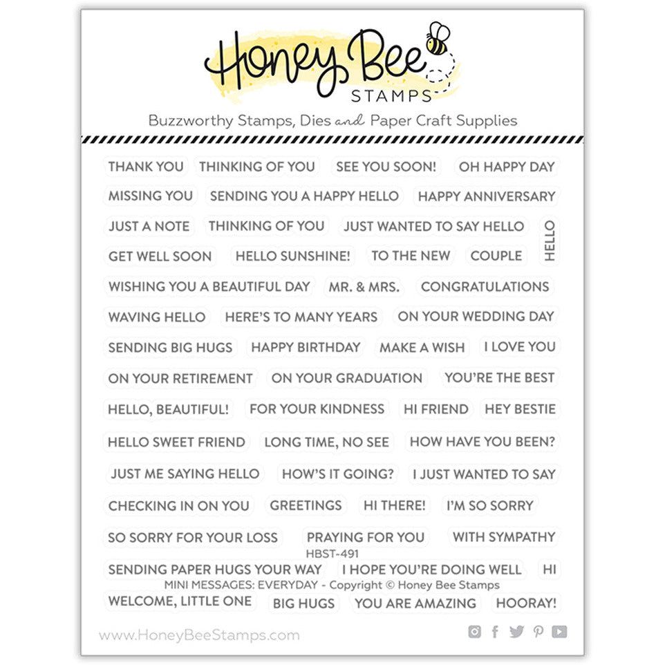 Mini Messages - 6x6 Photopolymer Stamp Set - Honey Bee Stamps