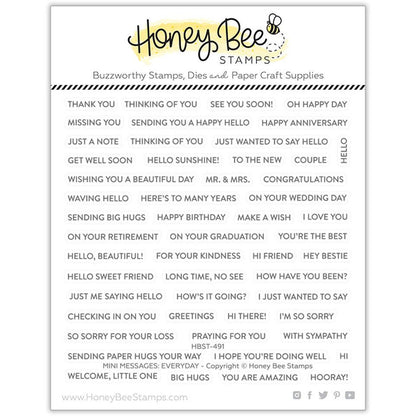 Mini Messages - 6x6 Photopolymer Stamp Set - Honey Bee Stamps