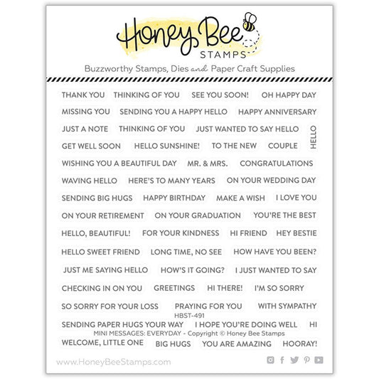 Mini Messages - 6x6 Photopolymer Stamp Set - Honey Bee Stamps