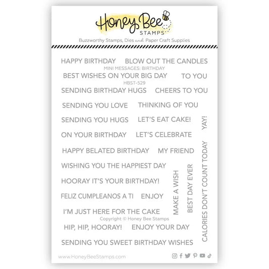 Mini Messages: Birthday - 4x5 Photopolymer Stamp Set - Honey Bee Stamps
