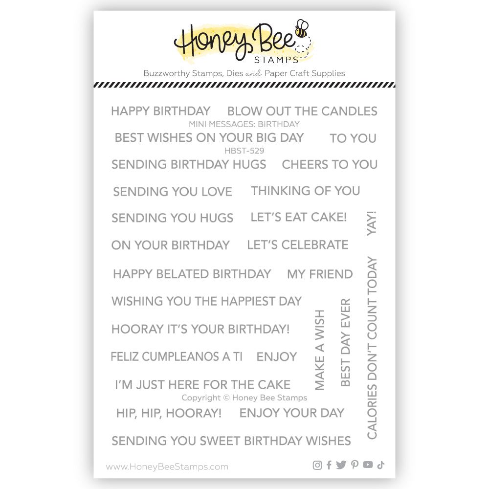 Mini Messages: Birthday - 4x5 Photopolymer Stamp Set - Honey Bee Stamps