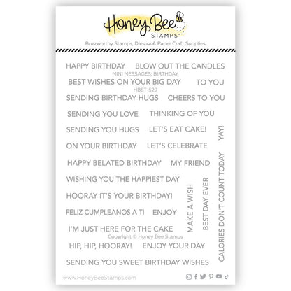 Mini Messages: Birthday - 4x5 Photopolymer Stamp Set - Honey Bee Stamps