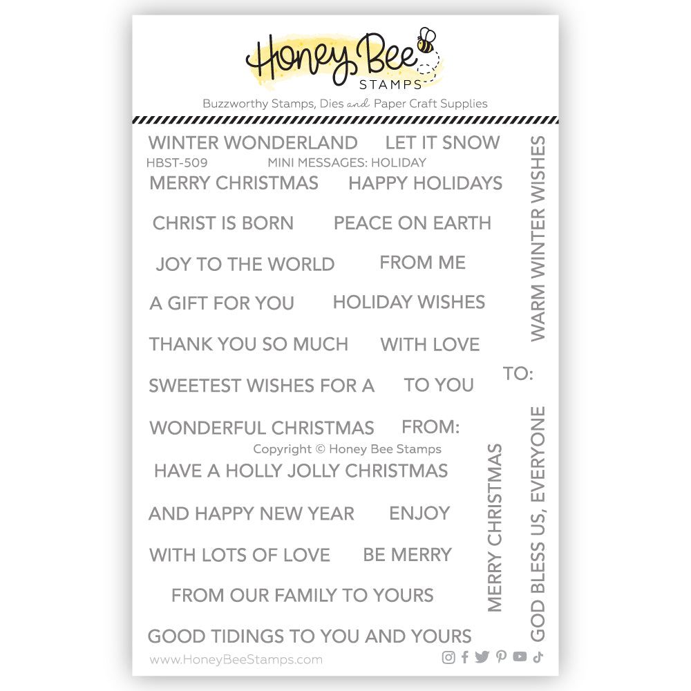 Mini Messages: Holiday - 4x5 Photopolymer Stamp Set - Honey Bee Stamps