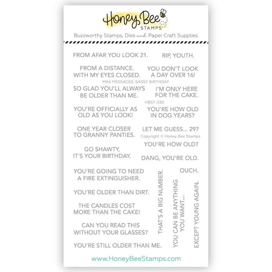 Mini Messages: Sassy Birthday - 4x6 Photopolymer Stamp Set - Honey Bee Stamps