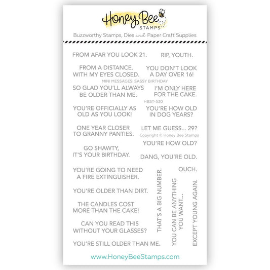 Mini Messages: Sassy Birthday - 4x6 Photopolymer Stamp Set - Honey Bee Stamps