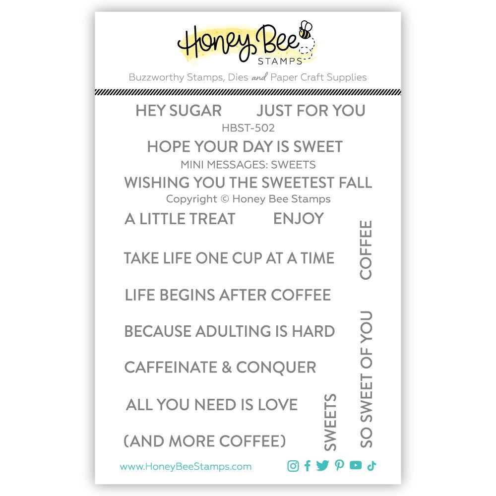 Mini Messages: Sweets - 3x4 Photopolymer Stamp Set - Honey Bee Stamps