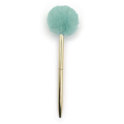 Mint Green Pom Pom Metal Gold Pen - Honey Bee Stamps