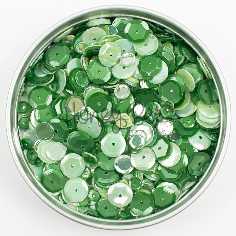 Moonlit Moss - Sequin Mix with 3D Leaf Charms - Honey Bee Stamps