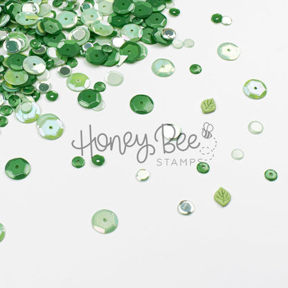 Moonlit Moss - Sequin Mix with 3D Leaf Charms - Honey Bee Stamps