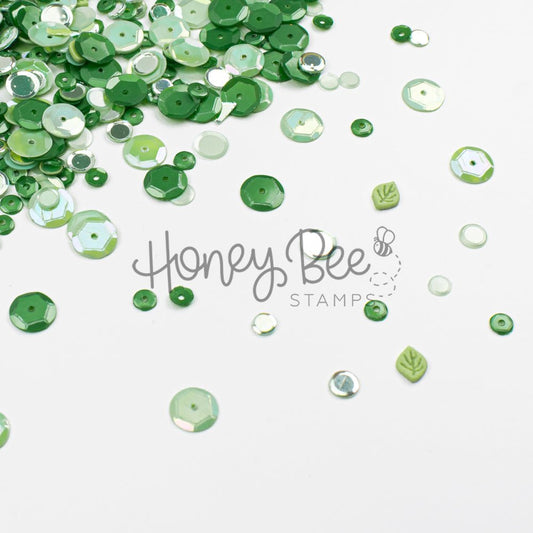 Moonlit Moss - Sequin Mix with 3D Leaf Charms - Honey Bee Stamps