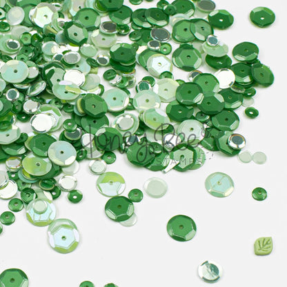 Moonlit Moss - Sequin Mix with 3D Leaf Charms - Honey Bee Stamps