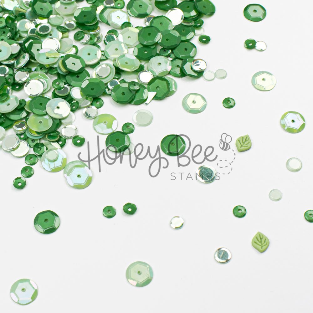 Moonlit Moss - Sequin Mix with 3D Leaf Charms - Honey Bee Stamps