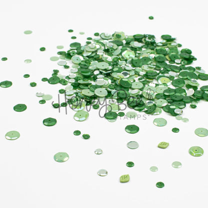 Moonlit Moss - Sequin Mix with 3D Leaf Charms - Honey Bee Stamps