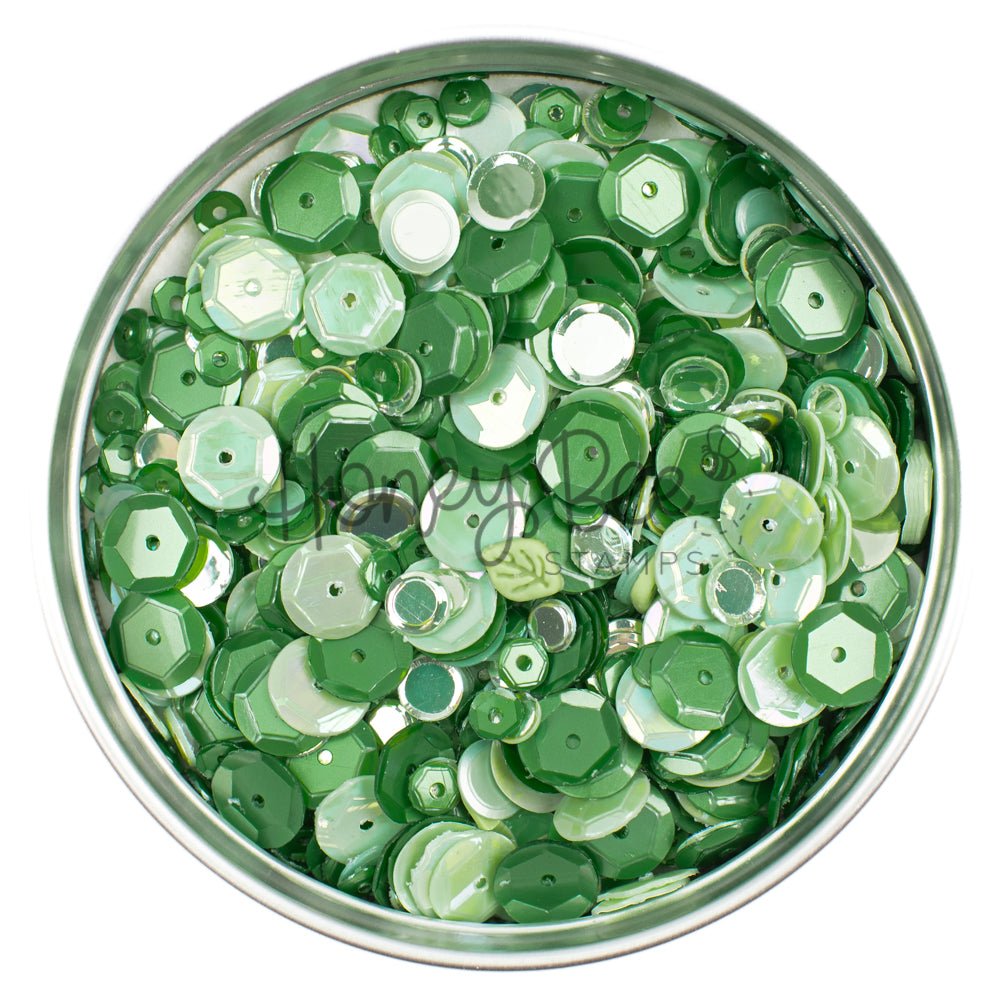 Moonlit Moss - Sequin Mix with 3D Leaf Charms - Honey Bee Stamps