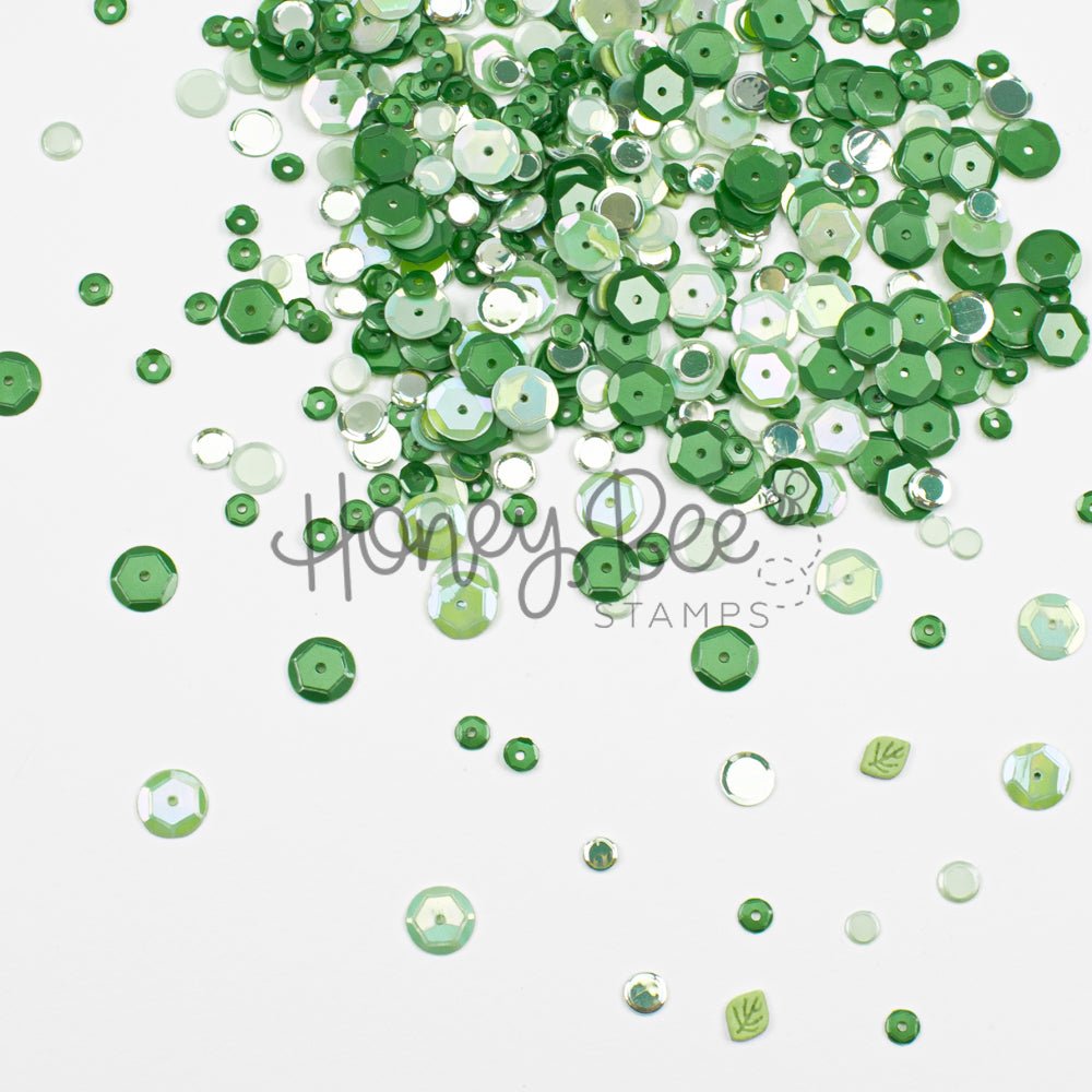 Moonlit Moss - Sequin Mix with 3D Leaf Charms - Honey Bee Stamps