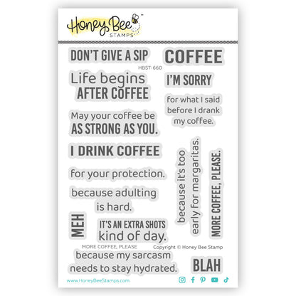 More Coffee Please - 4x 6 Photopolymer Stamp Set - Honey Bee Stamps