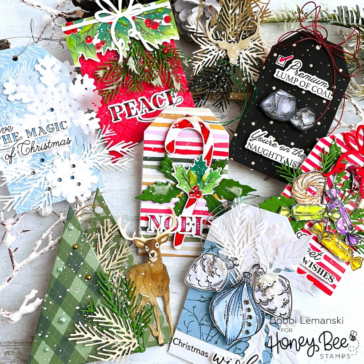 Naughty List Vintage Gift Card Box Add - On - 3x4 Photopolymer Stamp Set - Retiring - Honey Bee Stamps