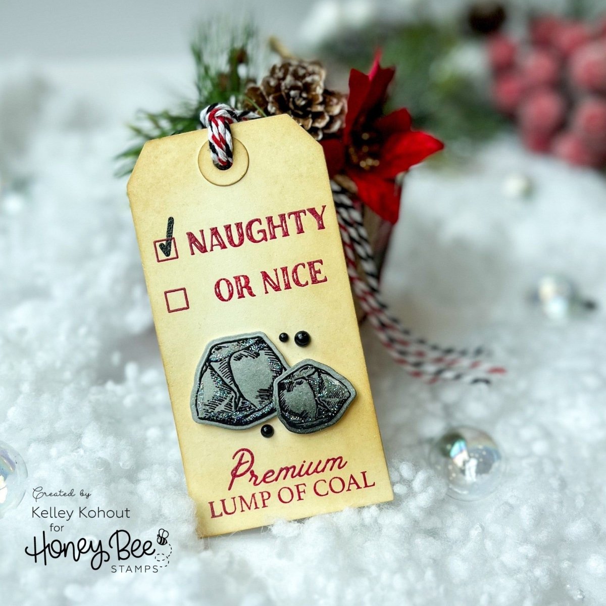 Naughty List Vintage Gift Card Box Add - On - 3x4 Photopolymer Stamp Set - Retiring - Honey Bee Stamps