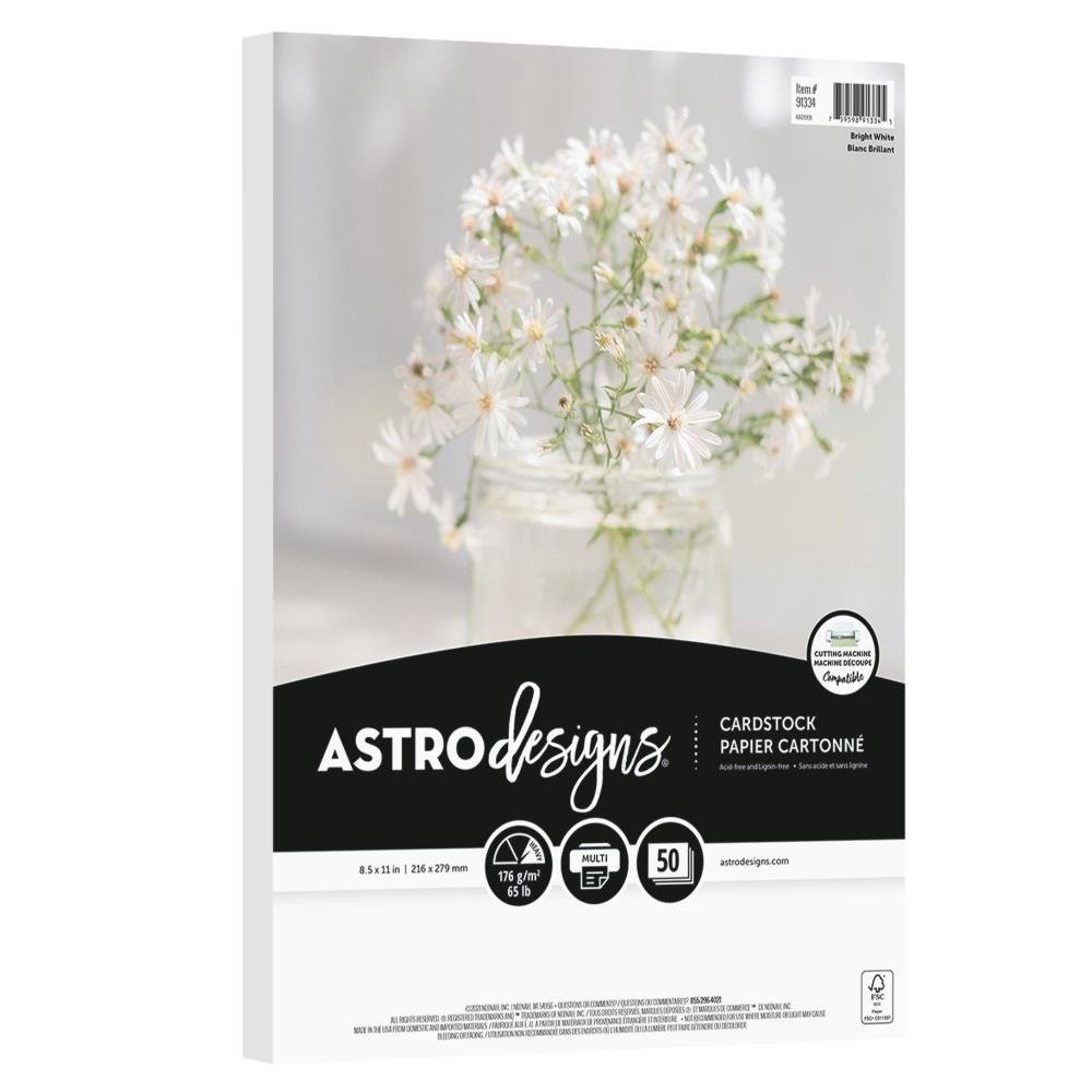 Neenah Astrodesigns 65lb Cardstock 8.5"x11" 50/pkg - Bright White - Honey Bee Stamps