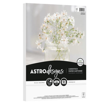 Neenah Astrodesigns 65lb Cardstock 8.5"x11" 50/pkg - Bright White - Honey Bee Stamps