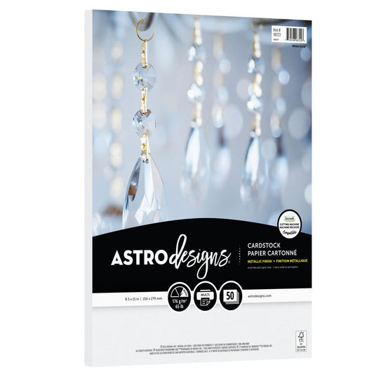 Neenah Astrodesigns 65lb Metallic Cardstock 8.5"x11" 50/pkg - Metallic White Gold - Honey Bee Stamps