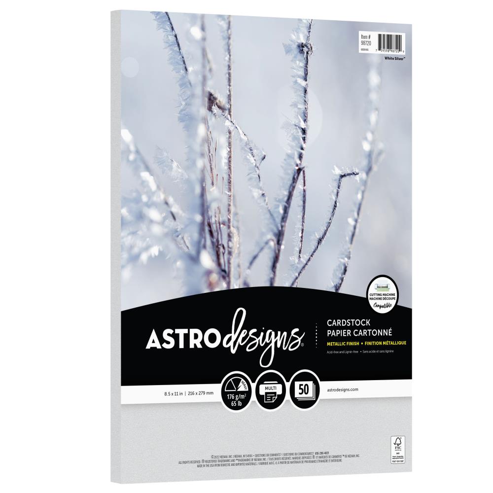 Neenah Astrodesigns 65lb Metallic Cardstock 8.5"x11" 50/pkg - White Silver - Honey Bee Stamps