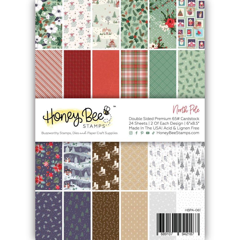 North Pole Paper Pad 6x8.5 - 24 Double - Sided Sheets - Honey Bee Stamps
