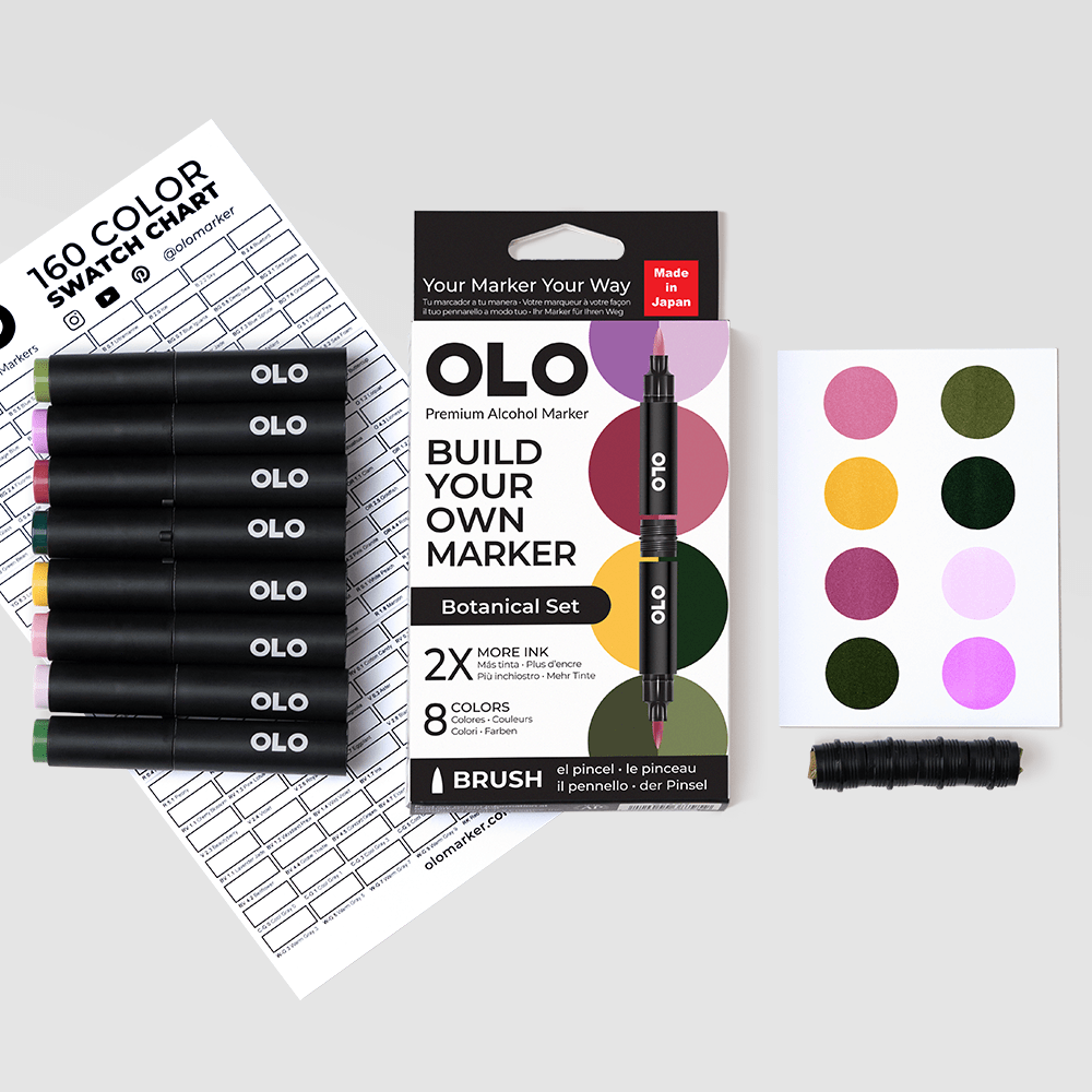 OLO 8 Color Brush Botanical Set - Honey Bee Stamps