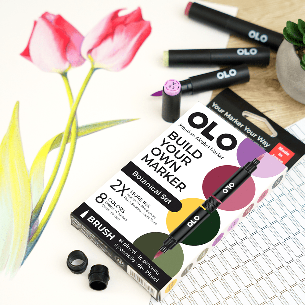 OLO 8 Color Brush Botanical Set - Honey Bee Stamps