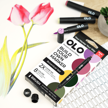 OLO 8 Color Brush Botanical Set - Honey Bee Stamps
