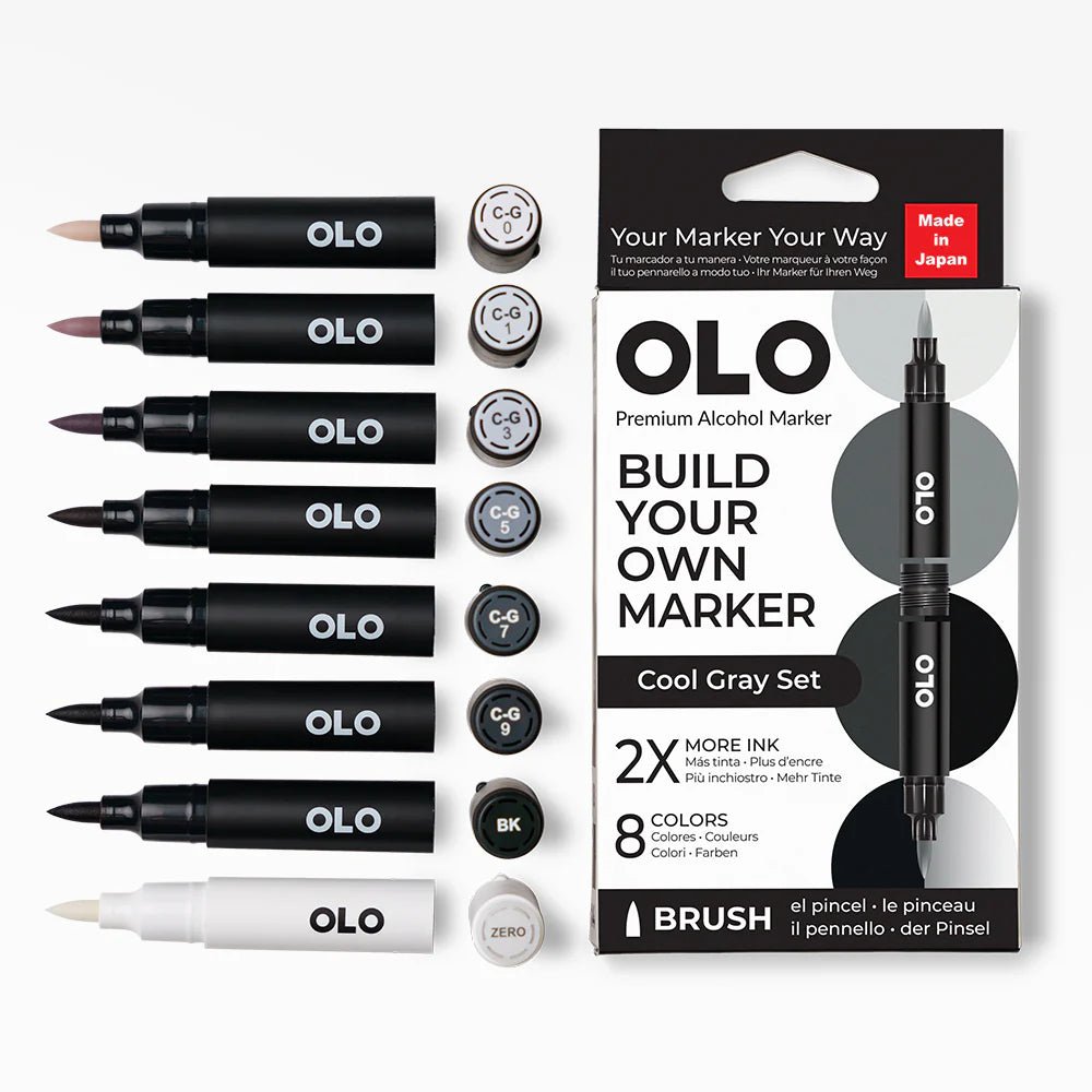 OLO 8 Color Brush Cool Gray - Honey Bee Stamps