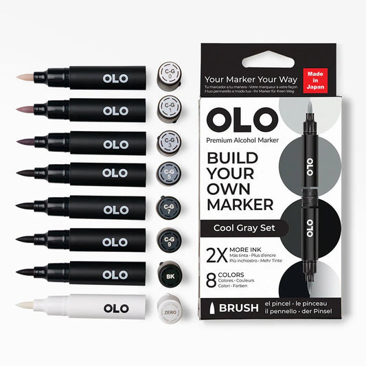 OLO 8 Color Brush Cool Gray - Honey Bee Stamps