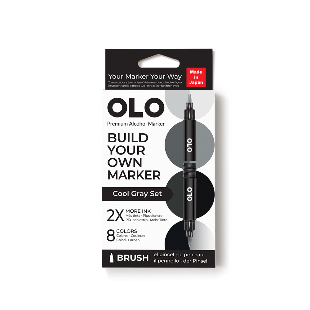 OLO 8 Color Brush Cool Gray - Honey Bee Stamps